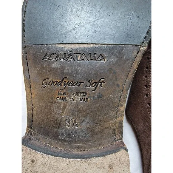 Aquatalia Men's Gavin Suede Monk-Strap‎ Loafer Color Brown Size 8.5M Italy